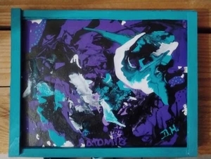 Acrylic Abstract Painting On Canvas W/ Semi-Vague Title Painted In Design 8x10 - Picture 1 of 2
