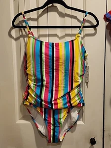 Anne Cole Womens Shirred Lingerie Maillot One Piece Swimsuit Multi Size 12 NWT - Picture 1 of 10