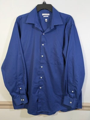 Van Heusen Mens 17.5 34/35 Regular Fit Lux Sateen Shirt Long Sleeve Blue - Image 1 of 3