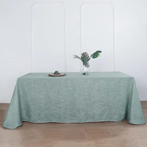 DUSTY BLUE 90x132" Rectangular Premium FAUX BURLAP POLYESTER TABLECLOTH Wedding - Picture 1 of 8