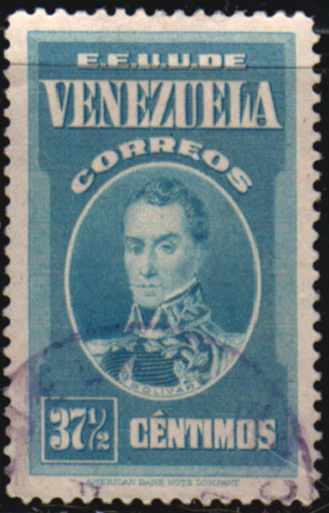 Sello Venezuela 36549 Scott #331 General Militar Simón Bolívar Espalda Limpia Foto 1 de 1