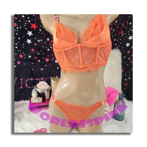 👗 VS Very Sexy 34C/XS Unlined Long Line Bra & String Panty z7#872 👗 - Picture 1 of 14