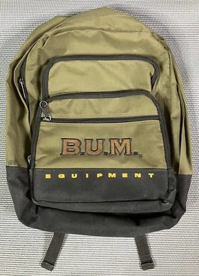Vintage B.U.M. Equipment BACKPACK Olive Army Green BUM Bag Luggage - Image 1 of 4