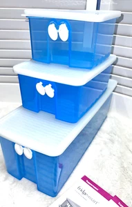 Tupperware KühlschrankSmart Set 3 kleine mittel & große blau mit weißen Dichtungen F57 Neu aus altem Lagerbestand - Bild 1 von 3