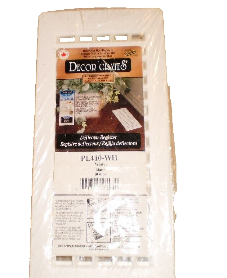 Decor Grates PL410-WH 4-Inch by 10-Inch Plastic Floor Register White - Image 1 of 4