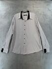 Men’s Dragonfly L/S Button Up Shirt Size XXL White With Black Stripes