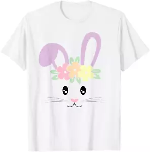 Cute Easter Bunny Face Pastel Tee For Girls and Toddlers t shirt - Picture 1 of 4