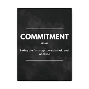 COMMITMENT Inspirational Quote Motivational Canvas Office Wall Art - Picture 1 of 13