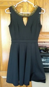 XOXO Black Sleeveless Cocktail Dress Gold Beaded Neckline Small - Picture 1 of 4