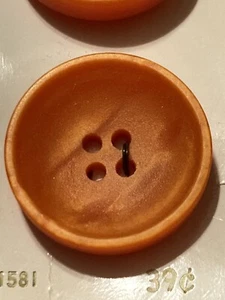 VTG Lansing Plastic Buttons Large Orange Concave 4 Hole 1-1/8" 2 NEW on Card - Picture 1 of 4