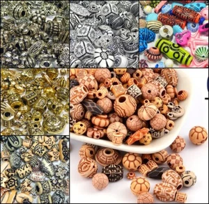 50 g perles en plastique mélangées tibétaines entre perles de bijoux acryliques choix - Photo 1/14