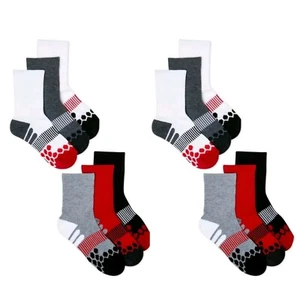 (Lot of 2) Athletic Works Boy's Crew Socks 6 Pair each total 12 Sz SMALL 4.5-8.5 - Picture 1 of 3