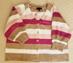 Neu mit Etikett Lane Bryant gestreifter Damen-Cardigan Pullover mit Knopfleiste Größe 14/16 - Bild 1 von 2