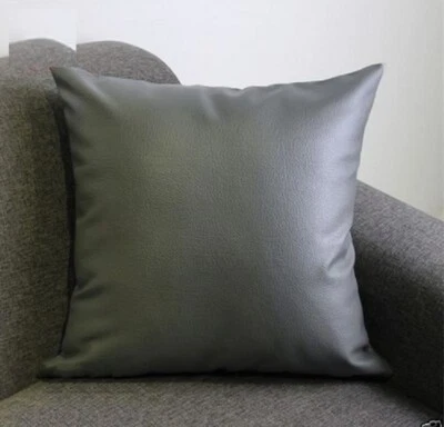 Cushion Cover Leather Pillow Throw Hair Decorative Genuine Decor Rug Gray 5 - Image 1 of 3