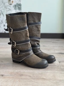 Biondini Motorcycle Biker Boots Belted Avant Garde Vintage - Picture 1 of 12