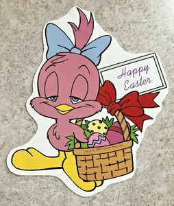 Easter Cardboard Die Cut by Warner Brothers 1990 - Chick, Eggs, Basket Vintage - Picture 1 of 1