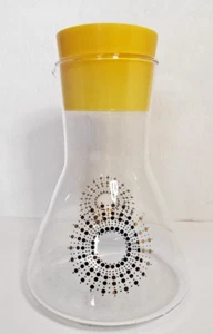 Pyrex Atomic Sun Coffee Carafe Pitcher Yellow Plastic Cap - Picture 1 of 5