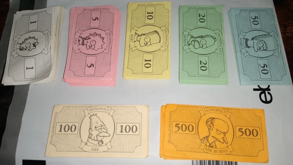 The Simpsons (2000) Monopoly Board Game: Replacement Money Only free ship - Image 1 of 1