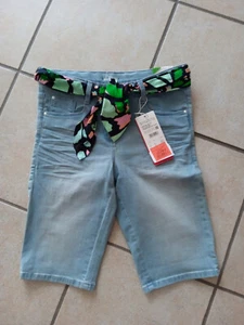 S. Oliver Mädchen Capri Jeans Gr. 176 slim legs helles jeansblau m. Stoffgürtel - Bild 1 von 3
