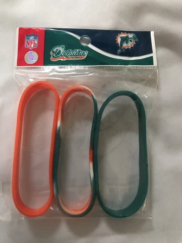 Miami Dolphins 3 Silicone NFL Logo Wristbands New Cover