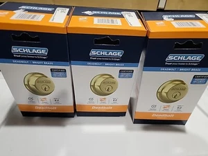Schlage B62N G 505Cerrojo Deadbolts Bright Brass Keyed two sides Matching Keys 3 - Picture 1 of 14