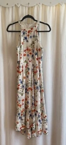 Elle Women's Blooming Beauty Textured Floral Sleeveless Lined Midi Sundress S - Picture 1 of 7