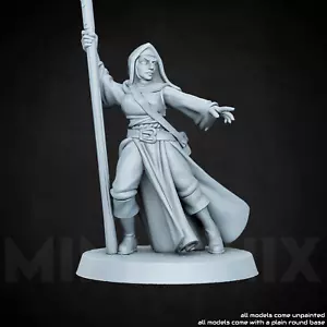 NUN WITH SPEAR || Fantasy Cleric Girl, Tabletop Unpainted Resin Miniature V99 - Picture 1 of 7