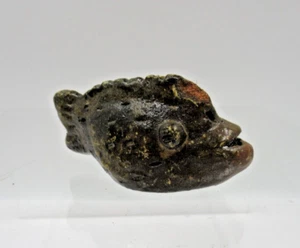 Antike glasierte Rotware Volkskunst skurrile Fisch Skulptur Figur 2 3/4" - Bild 1 von 8