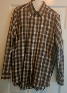 Hathaway Men's Button Down, Long Sleeve Grey Check Dress Shirt Size 15 32/33 - Picture 1 of 6