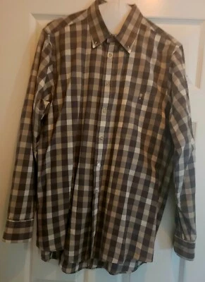 Hathaway Men's Button Down, Long Sleeve Grey Check Dress Shirt Size 15 32/33  - Image 1 of 4