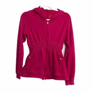 Nike Dri Fit Girls Pink Activewear Jacket Zip Solid Pocket Long Sleeve Size M - Picture 1 of 7