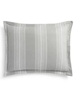 Martha Stewart Collection Modern Stripe Flannel Standard Sham, Gray, 20 x 26 - Picture 1 of 2