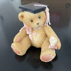 Vintage Enesco Cherished Teddies Graduation Bear Pink Figure No Box - Picture 1 of 7