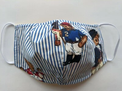 NUEVO CON ETIQUETAS TELA DE OSO DE PELUCHE PERSONALIZADA MÁSCARA FACIAL REUTILIZABLE Polo EZRA WINE Moda EPI Raro Foto 1 de 4
