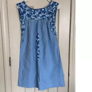 Mi Golondrina Mexico Minikleid mit Bateau-Ausschnitt bestickt hellblau xs /pb1 - Bild 1 von 5