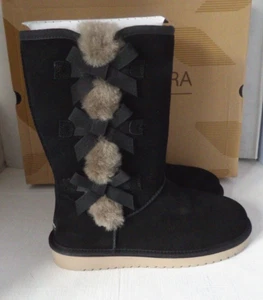 NWOB Authentic KOOLABURRA BY UGG VICTORIA Black Faux Fur Tall Boots Size 9 M - Picture 1 of 8