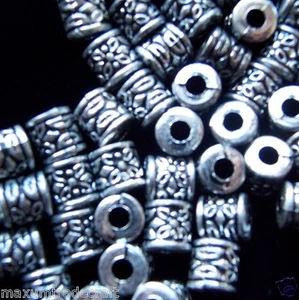 40pcs 8mm Tibetan Silver Colour cylinder acrylic spacer beads - Picture 1 of 1