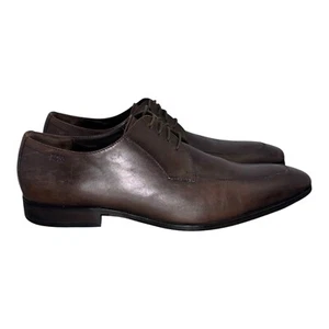 Zapatos de vestir Hugo Boss Derby de cuero marrón con puntera delantal para hombre talla 13 - Imagen 1 de 6
