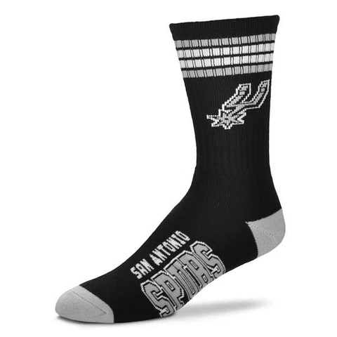 San Antonio Spurs Men's Crew Socks Large Size 10 to 13 4 Stripe Cover