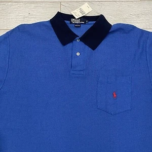 Vintage Polo Ralph Lauren Shirt Men's LARGE Blue Cotton Made in USA Sportswear - Picture 1 of 14