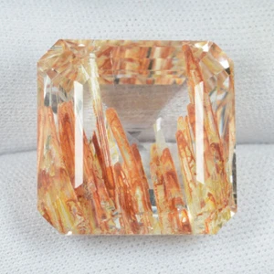 52.00 ct SHIMMERING UNTREATED RARE NATURAL RUTILE TOPAZ SQUARE See Vdo PK - Picture 1 of 2