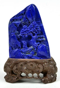 Estatua tallada piedra preciosa de lapislázuli tradicional china de montaña lapislázuli natural  - Imagen 1 de 6