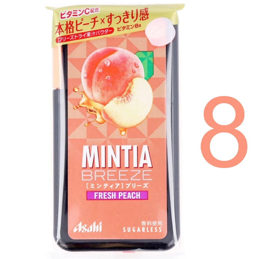 ASAHI FOODS Breath Mints: Asahi Mintia Breeze Fresh Peach X 8 Fast Free Ship Japan