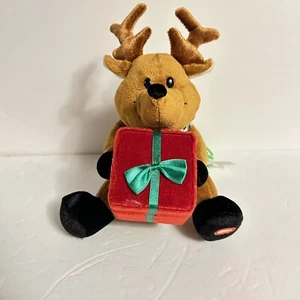 Gemmy Christmas Reindeer Gift Box Animated Sings Deck the Halls Video - Picture 1 of 8