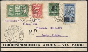 Brasilien 1931 VARIG Luftpost Express-Brief MiF V 25 Pelotas Porto Alegre / 1254 - Picture 1 of 2