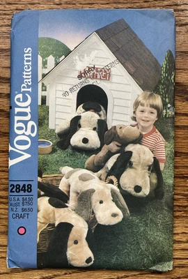 Vogue Pattern 2848 Stuffed Animal Dogs In 3 Sizes - Image 1 of 3