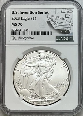 2023 American Silver Eagle NGC MS 70 US Invention Series Sticky Note - Image 1 of 4