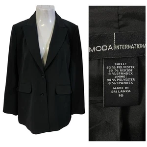 Blazer Moda Mujer Talla 16 Negro Chaqueta Básica Cápsula Minimalista Officecore Sirena - Imagen 1 de 14