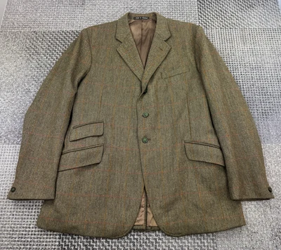 Heythrop Tweed Blazer Men’s 44L Wool Herringbone Windowpane Vintage England - Image 1 of 4