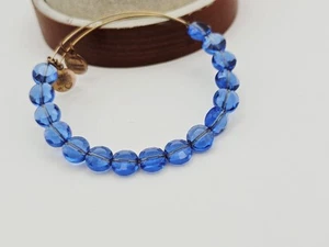 Alex & Ani " Sapphire Luxe " Blue Beaded & Gold Charm Bangle Bracelet ✨⭐️ - Picture 1 of 9